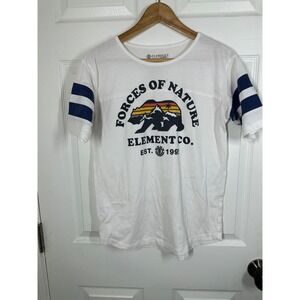 Element T-Shirt Womens Small White Forces of Nature Bear Graphic Varsity Stripe